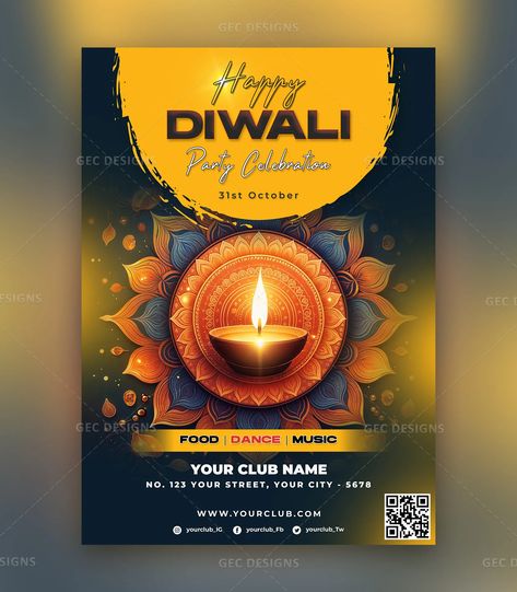 Creative Diwali flyer design template Creative Branding Design, Festival Flyer, Diwali Greetings, Diwali Images, Diwali Wishes, Flyer Design Templates, Visiting Cards, Happy Diwali, Party Flyer