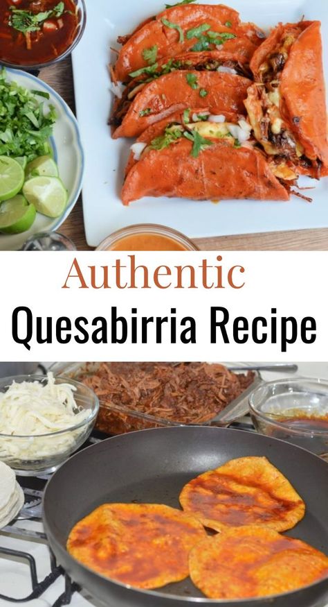 Quesa Birria Recipe, Birria Recipe Mexican Pressure Cooker, Authentic Quesabirria Tacos Recipe, Quesabirria Recipe, Quesabarilla Tacos, Queso Birria Tacos Recipe, Quesobrilla Tacos, Birria Quesadillas Recipe, Tablitas Recipe