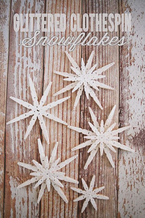 Yay! It’s the 10th of the month and we have our friends back today sharing Snowflake projects! When we heard what the theme was going to be we knew we wanted to give these Clothespin Snowflakes that we saw on Under the Table and Dreaming a try. Love that something so pretty can be made out of clothespins. And … Clothespin Snowflake, Snowflakes Tutorial, Glitter Snowflakes, Clothes Pin Crafts, Snowflake Decorations, Snow Flake, Paper Snowflakes, Snowflake Ornaments, Handmade Christmas Ornaments