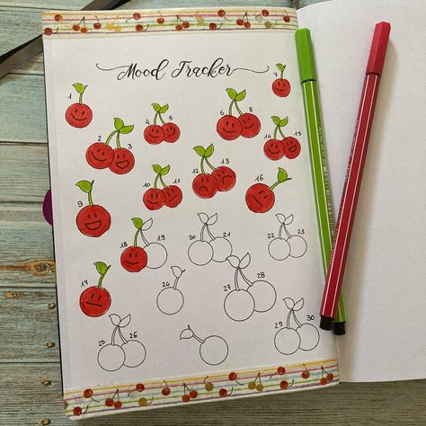 June mood tracker 🍒 Free printable mood trackers on www.101planners.com #moodtracker #bujomoodtracker #bujo #bujocommunity #freeprintable #artistsoninstagram #bulletjournal #bujotracker #bujocommunity #bujojune June Mood Tracker, Tracker Free Printable, Mood Tracker Journal, Journal 2024, Tracker Free, Bujo Ideas, What To Do When Bored, Mood Tracker, Bullet Journaling