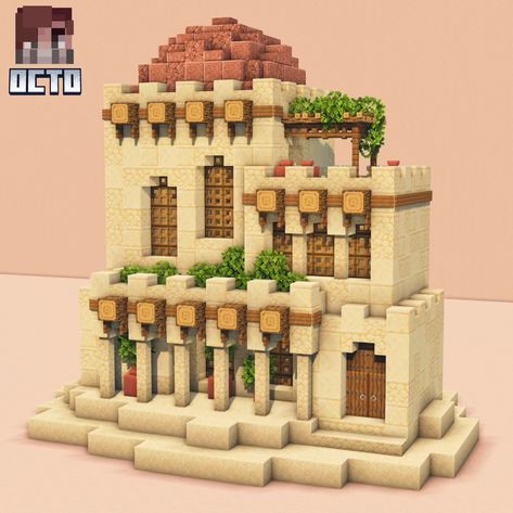 Desert Aesthetic Minecraft, Desert Starter Base Minecraft, Desert Starter House Minecraft, Sand Biome House Minecraft, Sand Houses Minecraft, Minecraft Desert Library, Minecraft Dessert House Ideas, Dessert Minecraft Build, Desert Build Minecraft