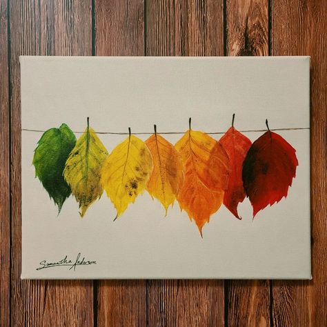 Thanksgiving Diy Painting Canvas, Fall Artwork Ideas, Autumn Leaves Painting Acrylic, Easy Thanksgiving Paintings On Canvas, Thanksgiving Painting Ideas Easy, Thanksgiving Painting Ideas Canvas, Thanksgiving Watercolor Art, Fall Acrylic Painting Ideas On Canvas, Thanksgiving Art Painting