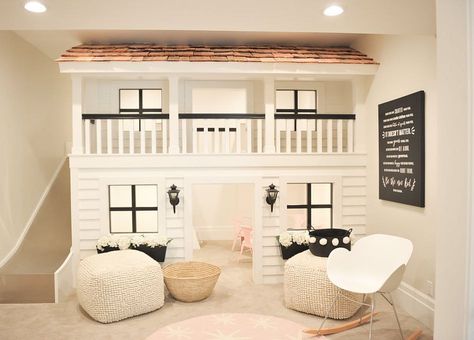 Shelby Homes on Instagram: “Playhouse goals! Come visit us at home 30 in the #utahvalleyparadeofhomes #shelbyhomes” Loft Bed Play Area, Playhouse Loft, Playhouse Loft Bed, Cottage Playhouse, Loft Playroom, Indoor Playroom, Add A Room, Indoor Playhouse, Kids Loft