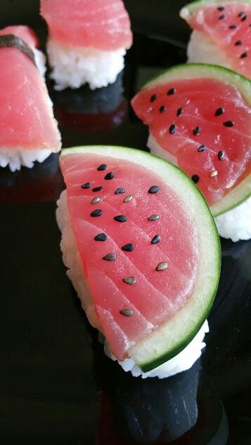 Watermelon Sushi, Sushi Party, Sushi Art, Restaurant Ideas, Bon Appetite, Sushi Recipes, Toronto Life, Kids Food, Kawaii Food