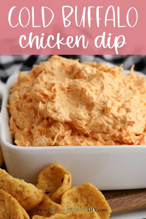 Buffalo Chicken Dip Cold Easy, Buffalo Chicken Dip Small Batch, Buffalo Chicken Dip For One, No Bake Buffalo Chicken Dip, Spicy Chicken Dip Buffalo, Canned Buffalo Chicken Dip, Cold Chicken Dip Recipe Easy, Can Chicken Dip Recipes Easy, Easy Appetizer Dips Quick