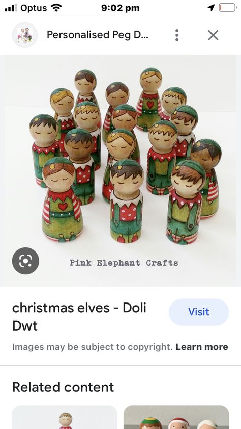 Elf Peg Doll, Spool Projects, Felt Crafts Dolls, Dolly Pegs, Elephant Crafts, Donna Dewberry, Wood Peg Dolls, Operation Christmas Child, Peg People