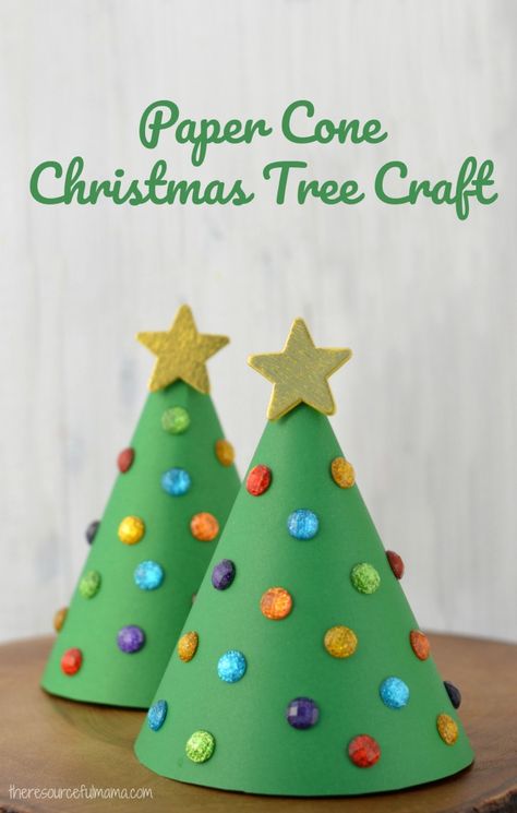 This Paper Cone Christmas Tree Kid Craft added some dimension to our crafting and resulted in a lovely kid made Christmas decoration. #christmascrafts #kidscrafts #christmastree Christmas Tree Craft, Christmas Tree Template, Christmas Crafts For Toddlers, Preschool Christmas Crafts, Christmas Crafts For Kids To Make, Christmas Arts And Crafts, Cone Christmas Trees, Christmas Tree Decorations Diy, Tree Craft