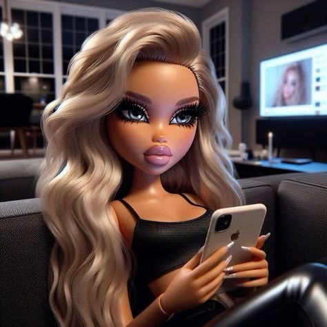 Bratz Cloe, Bratz Doll Makeup, Black Bratz Doll, Brat Doll, Bratz Girls, Doll Aesthetic, Blonde Hair Inspiration, Doll Makeup, Barbie Birthday