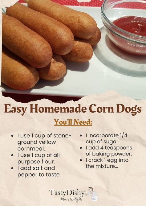 Homemade Corn Dogs, Homemade Corndogs, Fried Corn, Beef Hot Dogs, Corn Dogs, Frying Oil, Finger Food, Easy Homemade, Frying