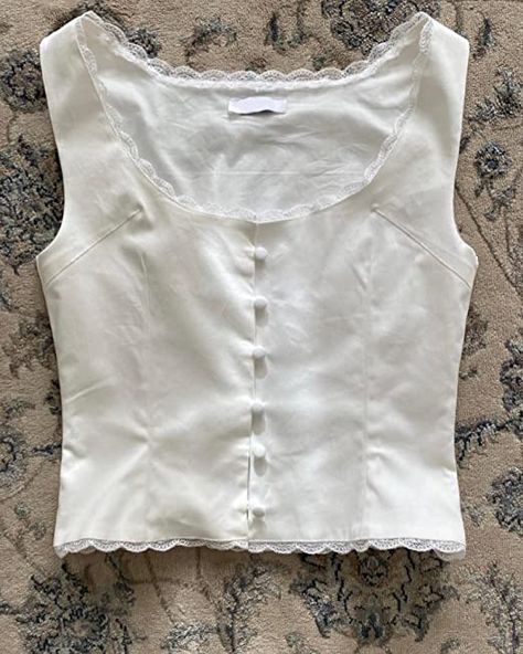 Aesthetic Fairycore, Button Up Tank Top, Milkmaid Top, Satin Button Up, Fairycore Grunge, Lace Trim Tank Top, Women Y2k, Summer Crop Tops, Maxi Tank Dress