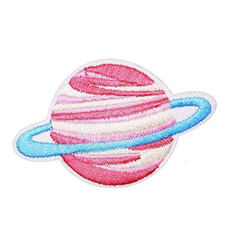 U-Sky Sewing or Iron on Patches - Saturn Planet Patch U-Sky Rhinestone Decal, Fabric Care Labels, Saturn Planet, Pink Patch, Graphic Tshirt Design, Appliqué Patch, Arts And Crafts Supplies, Unique Things, Amazon Art