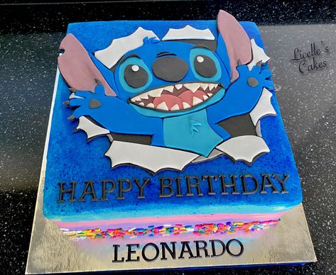 A Stitch © cake for Leonardo. Buttercream with fondant and sprinkle decorations. Happy birthday Leonardo! Sprinkle Decorations, Stitch Cake, Butter Cream, Sprinkles, Fondant, Happy Birthday, Cake, Birthday