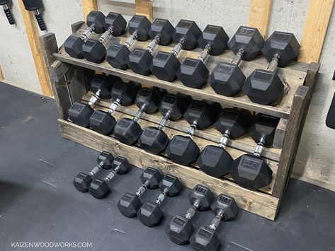 Dumbell Rack Diy Wood, Dumbbell Holder Diy, Wooden Dumbbell Rack, Diy Dumbells Rack, Dumbbell Storage Diy, Dumbell Rack, Dumbell Rack Diy, Diy Dumbbell Rack, Gym Instruments