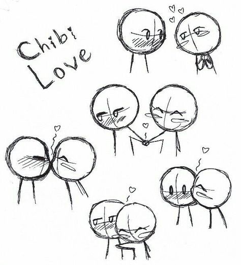 Chibi Love, text, couple, kissing, hugging, holding hands; How to Draw Manga/Anime Couple Drawing Inspiration, Drawing Reference Poses 2 People Couple, People Holding Hands Drawing, Kissing Reference Drawing Pose, Chibi Love, Holding Hands Drawing, Kissing Drawing, How To Draw Manga, Chibi Couple