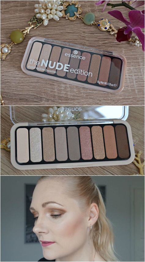 Essence the Nude edition eyeshadow palette review & swatches. Makeup look created with Essence Cosmetics makeup products. Essence Eyeshadow Palette, Essence Palette, Makeup Routine Guide, Essence Eyeshadow, Essence Makeup, Beauty Hacks Skincare, Essence Cosmetics, Palette Makeup, Moisturizer For Oily Skin