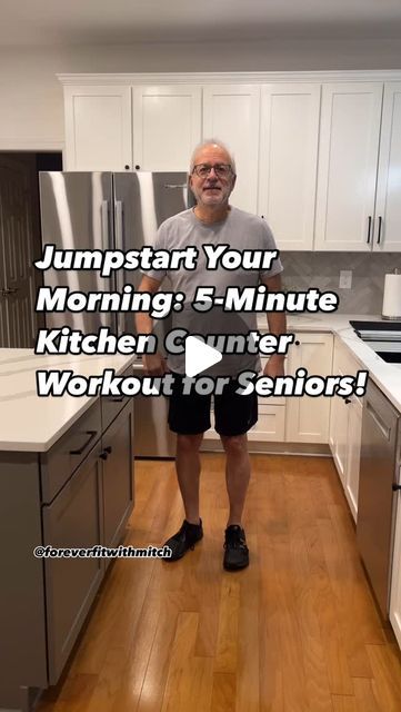 Mitch | 71 y/o Senior Fitness Trainer on Instagram: "Transform your mornings with this quick and effective kitchen counter workout.   These low-impact moves are designed to boost your balance, strengthen muscles and improve mobility—all in just 5 minutes!  Exercises: 1️⃣ Counter-Supported Side Leg Lifts – 10 reps per side. 2️⃣ Counter-Supported Calf Raises – 10 reps. 3️⃣ Counter-Supported 1-Leg Balance Hold – 30 seconds per leg. 4️⃣ Counter Squats – 10 reps. 5️⃣ Push-Ups (on the counter) – 10 reps.  Perform at your own pace and feel the difference in your strength and stability. Consistency is key to staying active and mobile as you age.  ✅ Comment “TRIAL” to access your free 7-day test drive of my new exercise app and jumpstart your fitness journey to become your healthiest and fittest se Kitchen Exercises, Beginning Workout, Side Leg Lifts, Exercise Morning, Standing Exercises, Senior Exercises, Improve Mobility, Calf Raises, Consistency Is Key