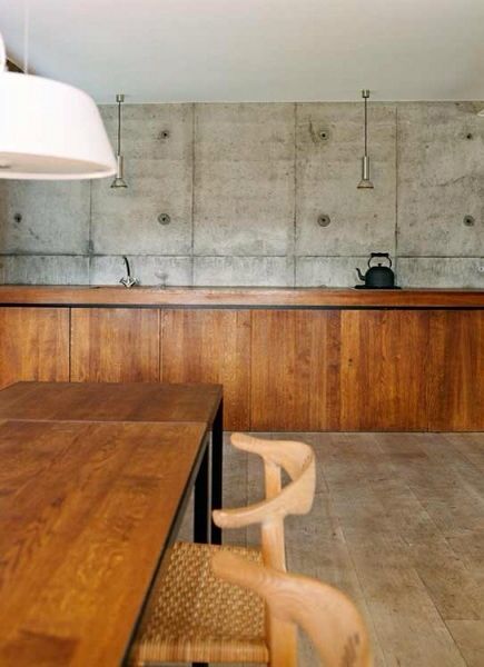 Kitchen Kitchen Industrial Design, Concrete Bedroom, Cottages Interiors, Wood And Concrete, Concrete Kitchen, House Design Photos, Interior Kitchen, Interior Architect, Wooden Kitchen