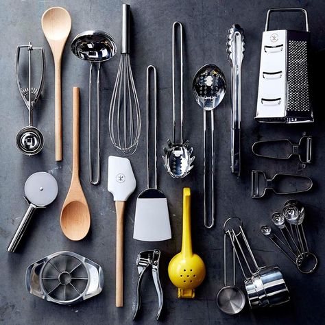 Williams-Sonoma Open Kitchen Essential 19-Piece Tool Set Copper Utensils, Chef's Kitchen, Decor Essentials, Apartment Kitchen, Cool Apartments, Kitchen Collection, Open Kitchen, Utensil Set, Williams Sonoma