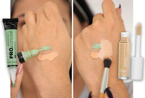 How To Use Concealer To Cover Acne, Acne Covering Makeup, Makeup To Cover Acne, Covering Acne With Makeup, Acne Cover Up, Best Color Corrector, Green Color Corrector, Makeup Color Corrector, Best Drugstore Concealer