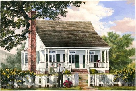 Cajun Cottage by William Poole - love this house Creole House Plans, Creole Cottage House Plans, Cabins Exterior, Cajun Cottage, Acadian Cottage, Acadian Style Homes, Acadian Homes, Cottage Design Plans, Acadian House Plans