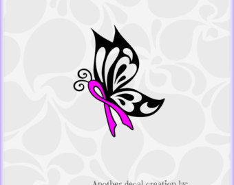 Ribbon Butterfly Tattoo, Ribbon Tattoo Designs, A Butterfly Tattoo, Pink Ribbon Tattoos, Survivor Tattoo, Pink Ribbon Awareness, Ribbon Butterfly, Mastectomy Tattoo, Awareness Tattoo