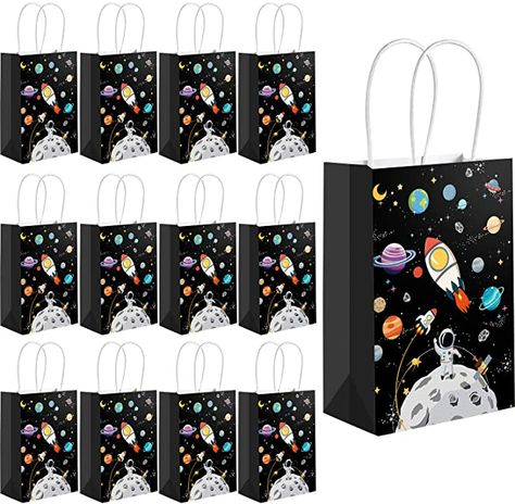 Amazon.com: 12 Pack Outer Space Gift Bags Kids Treat Bags with Handles Planet Galaxy Party Favor Goodie Bags Paper Treat Bags for Kids Birthday Space Theme Party Supplies : Toys & Games Birthday Space Theme, Outer Space Party Favors, Treat Bags For Kids, Astronaut Decorations, Kids Treat Bags, Space Party Favors, Prek Graduation, Paper Treat Bags, Eclipse Party