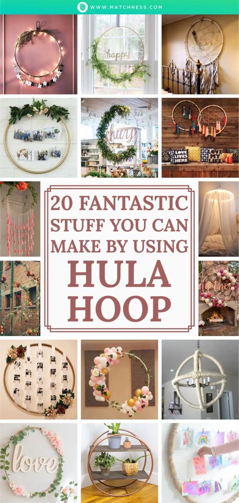 20 Fantastic Stuff You Can Make by Using Hula Hoop - Matchness.com Hula Hoop Diy Projects, Hula Hoop Decoration Diy, Hula Hoop Crafts, Hoola Hoop Diy Decor, Hula Hoop Diy, Hula Hoop Weaving, Hula Hoop Light, Woodsy Aesthetic, Hula Hoop Rug