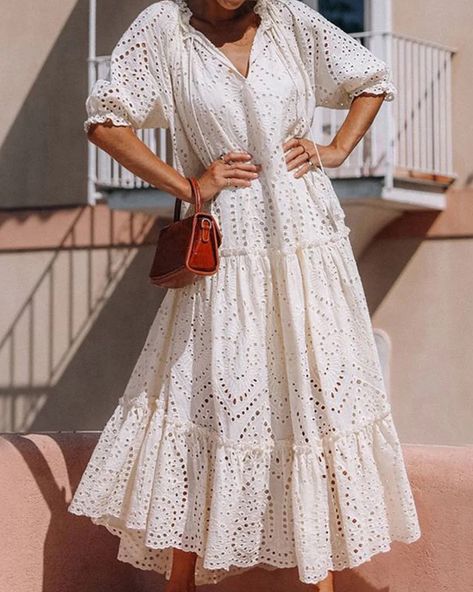 White maxi dress boho