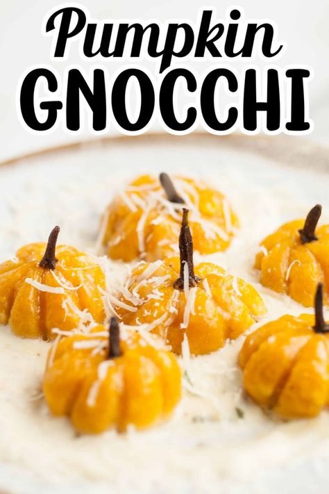 Pumpkin gnocchi with Parmesan cheese. Pumpkin Gnocchi, Savory Pumpkin Recipes, Homemade Gnocchi, Classic Italian Dishes, Holiday Eating, Gnocchi Recipes, Fall Dinner, Homemade Pumpkin, Marathons