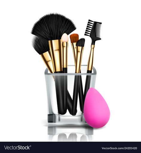 Glass Makeup, Realistic Illustration, Eyebrow Eyeshadow, Edible Printing, Makeup Brush Holder, Islamic Artwork, Makeup Brush Holders, Vector Portrait, Brush Holder