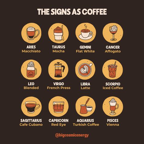 Astrology Coffee Shop, Coffee Content Ideas, French Press Latte, Astrology Cafe, Zodiac Aesthetic, Autumn Tea, Signs Funny, Zodiac Stuff, Sagittarius And Capricorn