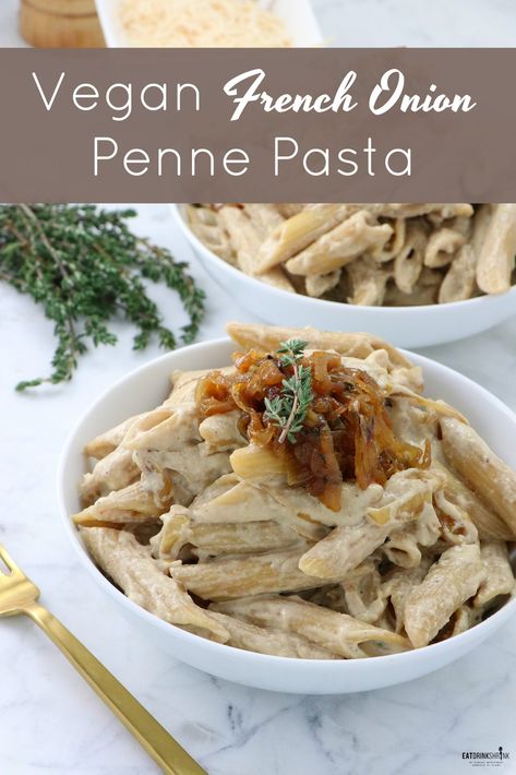 Vegan French Onion Pasta - Labeless Nutrition French Onion Pasta, Onion Pasta, Vegan Pasta Dish, Vegan French, Vegetable Broth, Vegan Soups, Vegan Pasta, Vegan Recipe, French Onion