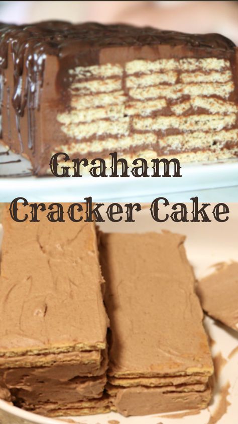 Layered Graham Cracker Pudding Dessert, Graham Cracker Refrigerator Cake, Graham Cracker Torte, Ice Box Cake Recipes Graham Crackers, What To Do With Graham Crackers, Graham Cracker Ice Box Cake, Deserts With Gram Crackers, Graham Cracker Cake Recipe, Gram Cracker Cake