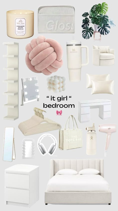 Vannila Girl Room Ideas, Cute Girly Bedroom Ideas, Vanilla Girl Aesthetic Room, Refurbishing Furniture, Space Saving Hacks, White Room Decor, Saving Hacks, Room Redesign, Preppy Room Decor