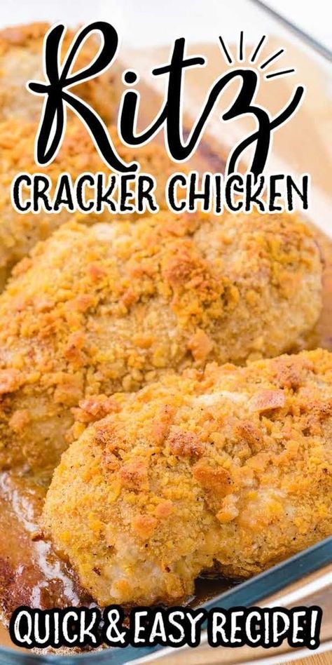 This delicious Ritz Cracker Chicken consists of chicken breast coated in Ritz crackers and spices, creating a juicy chicken with a golden and crispy crust. Ritz Chicken, Ritz Cracker Recipes, Ritz Cracker Chicken, Cracker Chicken, Ritz Cracker, Chicken Breast Recipes Baked, Cracker Recipes, Chicken Main Dishes, Chicken Dish