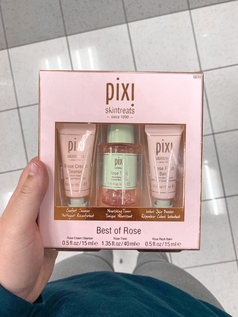 this pixi skin care set is perfect for your every day skin care needs! the best of rose skintreats by pixi guvwa you a cleanser, toner, and a booster! Rose Skincare, Pixi Skintreats, Cream Cleanser, Cream Roses, Skincare Set, Vitamin C, Toner, Vitamins, The Balm