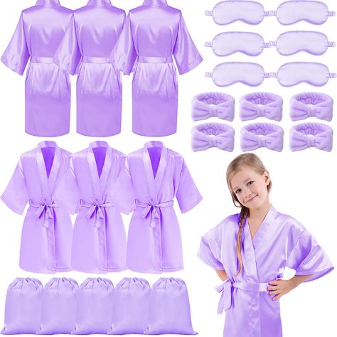 PRICES MAY VARY. AMAZING SPA PARTY SUPPLIES SET: Are you throwing a spa themed birthday party for your little princess? Our girls spa party favors set is your best choice! This spa party supplies for girls set includes 6 satin spa robes (5 sizes), 6 spa spa headbands, 6 satin eye masks and 6 large drawstring bags, which is the nice package for a fun and relaxing spa themed party for girls RELIABLE AND SOFT MATERIALS: We emphasize quality and comfort, so our set is made of premium material. The s Spa Day With Daughter, Unicorn Spa Birthday Party, Skin Care Birthday Party, Pamper Party Ideas Kids, Spa Party Ideas For Girls Birthday, Spa Birthday Party Ideas For Kids, Spa Birthday Party Decorations, Spa Party Decor, Spa Themed Birthday Party