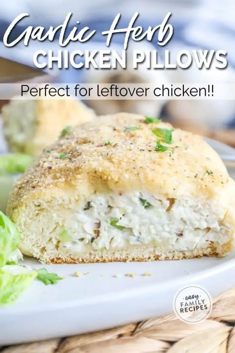 Chicken Pillows Recipe, Herb Chicken Recipes, Chicken Cream Cheese, Chicken Crescent Rolls, Chicken Pillows, Pillsbury Crescent, Garlic Herb Chicken, Parmesan Bread, Cream Cheese Crescent Rolls