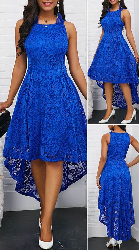 High Low Lace Dress, Plus Size Lace Dress, Fancy Clothes, Lace Dress Styles, Country Dresses, Classy Dress Outfits, فستان سهرة, Lace Blue Dress, February 19