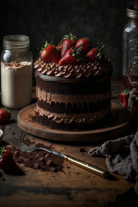 49ers Cake, Strawberries Chocolate, Chocolate Strawberry Cake, Dessert Photography, Chocolate Dreams, Cake Photography, Chocolate Sweets, Strawberry Cakes, Chocolate Cinnamon