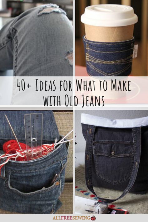 👖👖👖 Don't throw out your old jeans! Upcycle them into something brand new with these denim refashioning patterns. We'll help you out with 40+ Ideas for What to Make with Old Jeans. Old Jeans Projects, What To Do With Old Jeans, Jeans Projects, Denim Sewing Projects, Jean Projects, Recycling Jeans, Denim Recycle, Jean Ideas, Trendy Sewing Projects