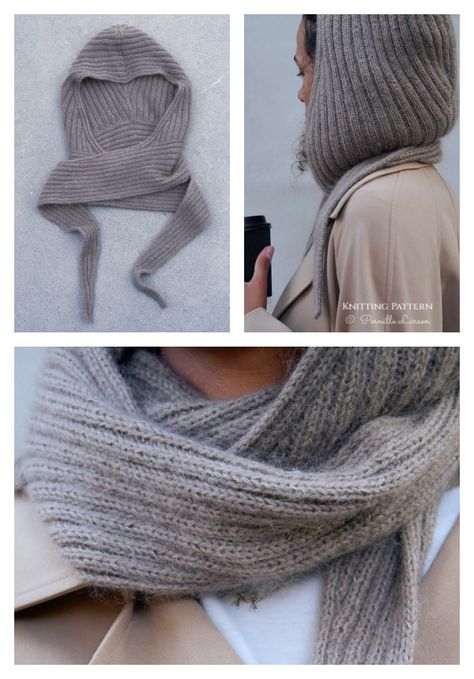 Alex Hood Knitting Pattern Hat Scarf Knitting Pattern, Scarf With Hood Knitting Pattern, Knit Hat With Scarf Attached, Scarf Hood Pattern, Knitted Hooded Scarf Pattern, How To Knit A Hood For A Sweater, Knitted Scarf With Hood, Free Hooded Scarf Pattern, Hoodie Scarf Pattern