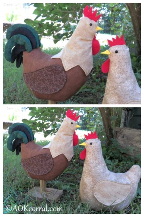 DIY Fabric Toy Chicken Free Sewing Patterns | Fabric Art DIY Sew Chicken Pattern, How To Sew A Chicken, Fabric Chicken Patterns Free, Free Felt Patterns Printables Animals, Free Chicken Patterns To Sew, Chicken Stuffed Animal Pattern, Chicken Sewing Patterns Free Printable, Chicken Patterns To Sew, Felt Chicken Pattern Free