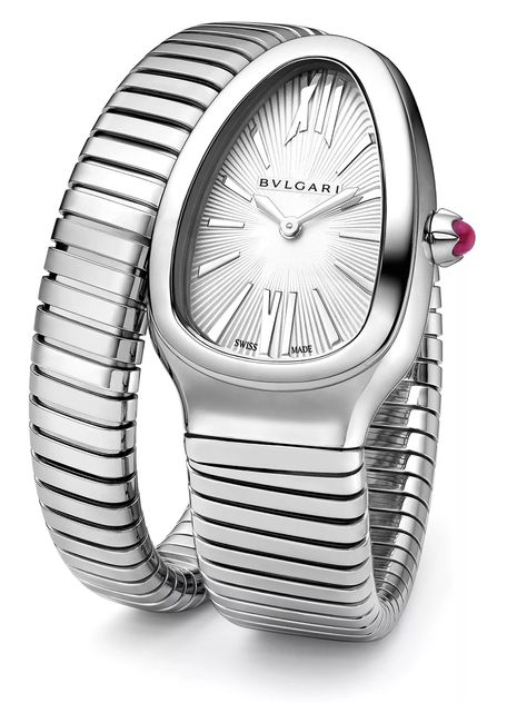 Shop BVLGARI Serpenti Tubogas Stainless Steel Single Twist Watch | Saks Fifth Avenue | Saks Fifth Avenue Serpentine Bracelet, Bvlgari Gold, Bulgari Watch, Bulgari Serpenti, Women's Dress Watches, Bvlgari Serpenti, White Bracelets, Fine Watches, Bezel Diamond