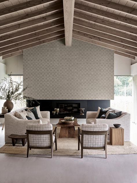 living room decorated in neutral tones by Mark Alexander Mark Alexander, Timeless Interior, Neutral Kitchen, Aesthetic Room Ideas, Neutral Room, Bold Wallpaper, Lounge Room, Formal Living Rooms, Beautiful Textures