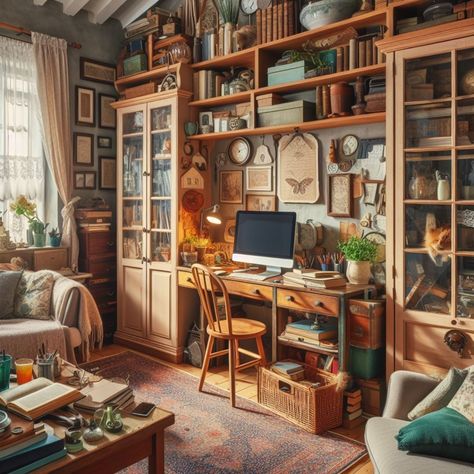 cozy space to get some work done ⭐️ Made with AI #study #studyinspo #homeoffice #inspiration #interiordesign #interiordecor #interiordecorating #art #instaart #artgallery #artjournal #ai #aiinterior #aiart #digitalart #cluttercore #rusticdecor #rurallife #cottage #cottagecore #cottagedecor #cottagevibes Cottagecore Art Room, Cozy Hobby Room, Clubhouse Interior, Cottagecore Crafts, Cottagecore Art, Work Spaces, Hobby Room, Character Inspo, Cozy Space