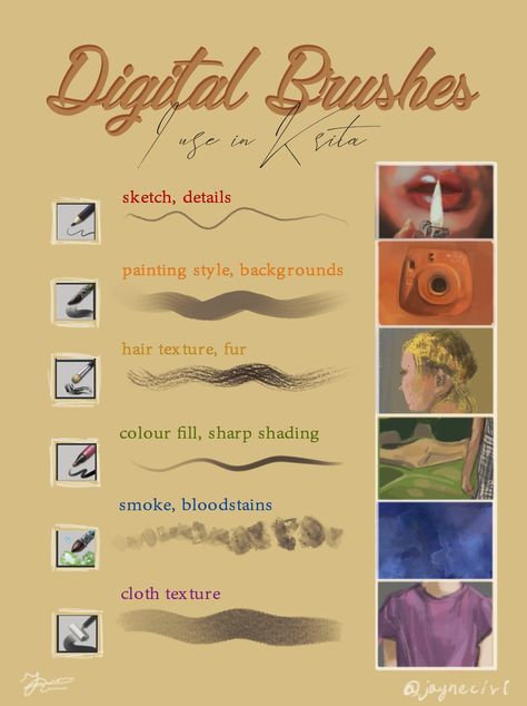 Krita brushes by jayneciri Krita Custom Brushes, Krita Coloring Tutorial, Krita Brushes Lineart, Digital Art Tutorial Beginner Krita, Krita Tutorial Step By Step, Digital Art Tutorial Krita, How To Use Krita, Krita Brushes Settings, Digital Art Tips Krita