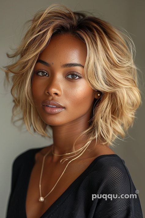 Bob Hairstyles For Black Women: Trendy Cuts for Elegant Looks - Puqqu Blonde Long Bob Black Women, Blonde Relaxed Hair Black Women, Blonde Bob With Layers, Layered Long Bob Hairstyles, Elegant Bob Hairstyles, Couture Hairstyles, Braut Make-up, Pretty Hair Color, Sassy Hair