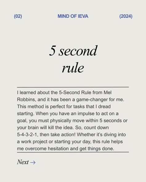 3 Methods to Stop Procrastinating ⬇️ I’m finally done with a big launch at my big girl marketing job, and I feel like I can get back on track with my life 😢 I’ll be sharing a lot more reset and getting back into a routine content soon! In the meantime, if like me, you have a lot of work to do but feel paralysed by your to-do list, these 3 methods that I use to overcome procrastination and get back to work are the most helpful Swipe ��👉🏻 to learn more about them! 1️⃣5 Second Rule: I use i... 5 Second Rule, Marketing Job, Overcome Procrastination, Stop Procrastinating, Mel Robbins, Get Back On Track, Get Back To Work, English Writing Skills, How To Stop Procrastinating