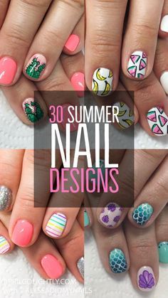 Summer Vacay Nails, 30 Nails, Nail Art For Kids, Fruit Nail Art, Fun Summer Nails, Watermelon Nails, Summer Nail Designs, Bright Summer Nails, Painted Nails